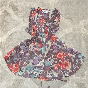 American Rag Purple and Pink Flutter Sleeve Blouse